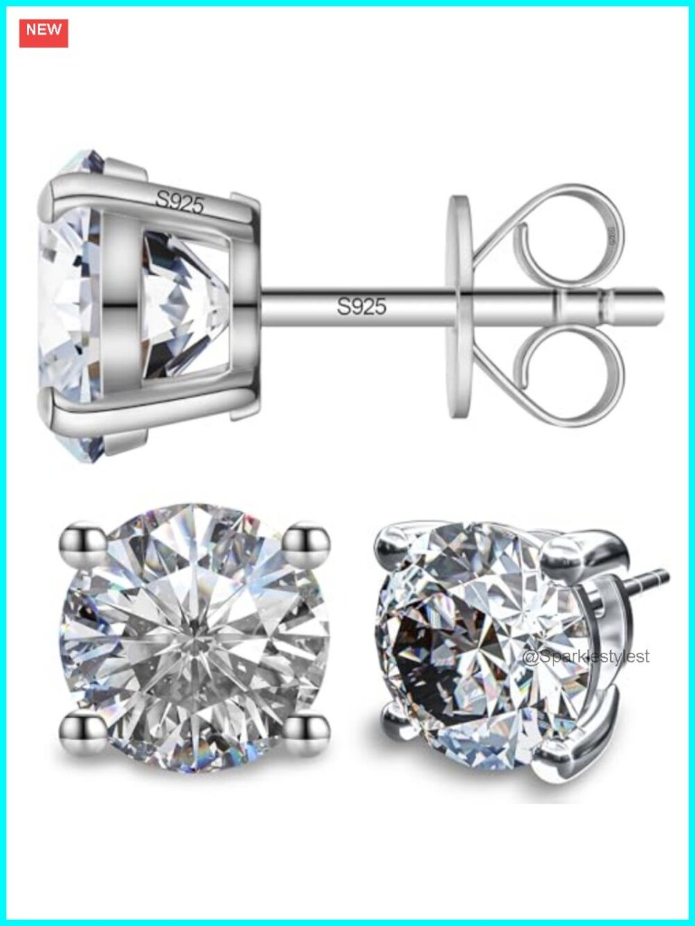 Moissanite Stud Earrings Sterling Silver 5mm 1cttw Fine Jewelry